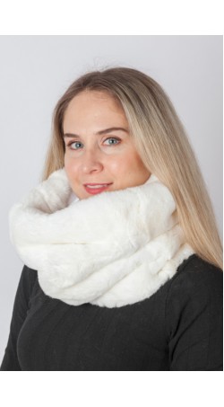 White rex rabbit fur neck warmer